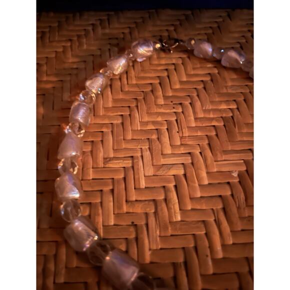 Vintage Beautiful Blush Pink Beaded Collar Necklace Heavy Chunky - Picture 3 of 3